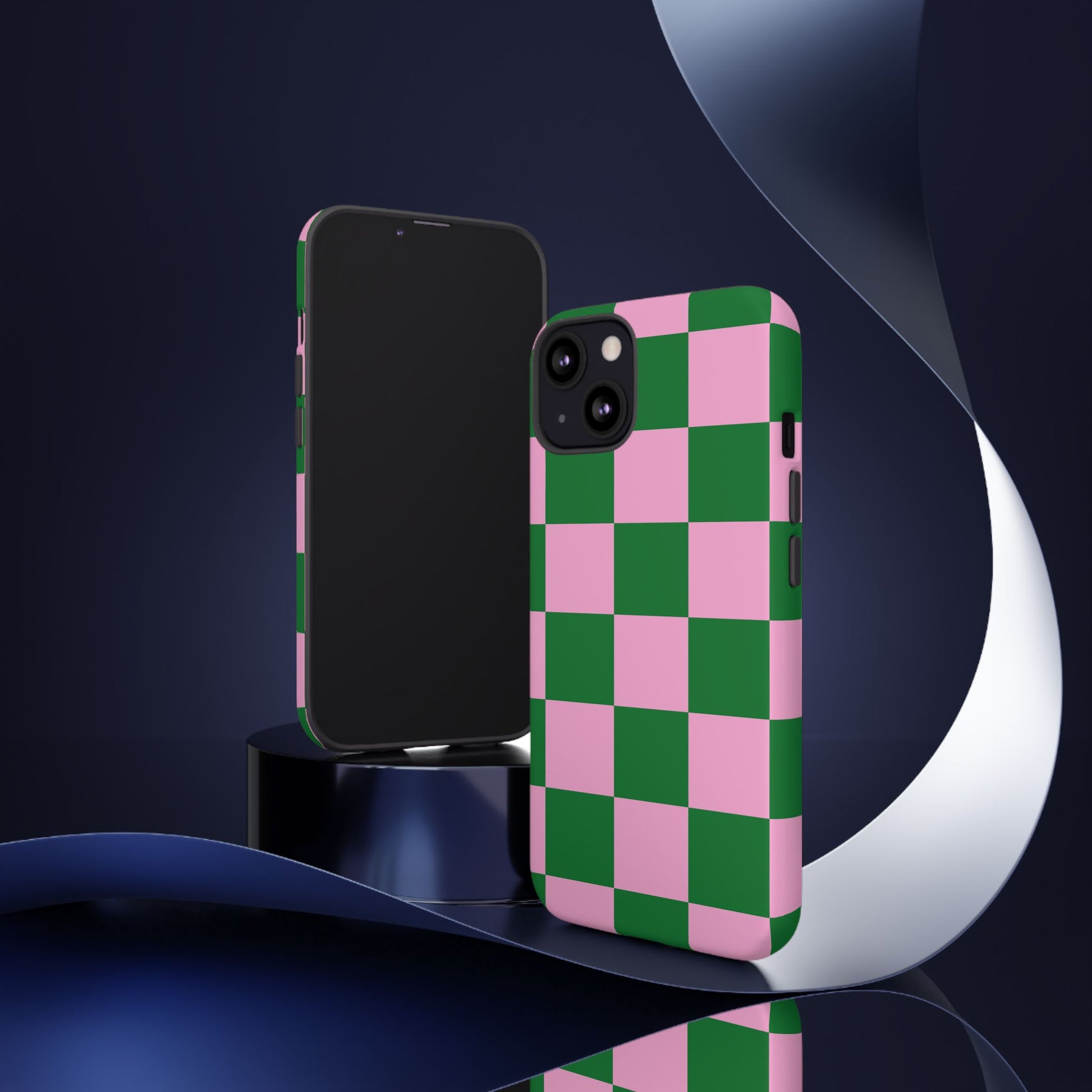 Pink Retro Checkered Phone Case – 90s Aesthetic, Vintage Grid Pattern for iPhone & Samsung - JGUS