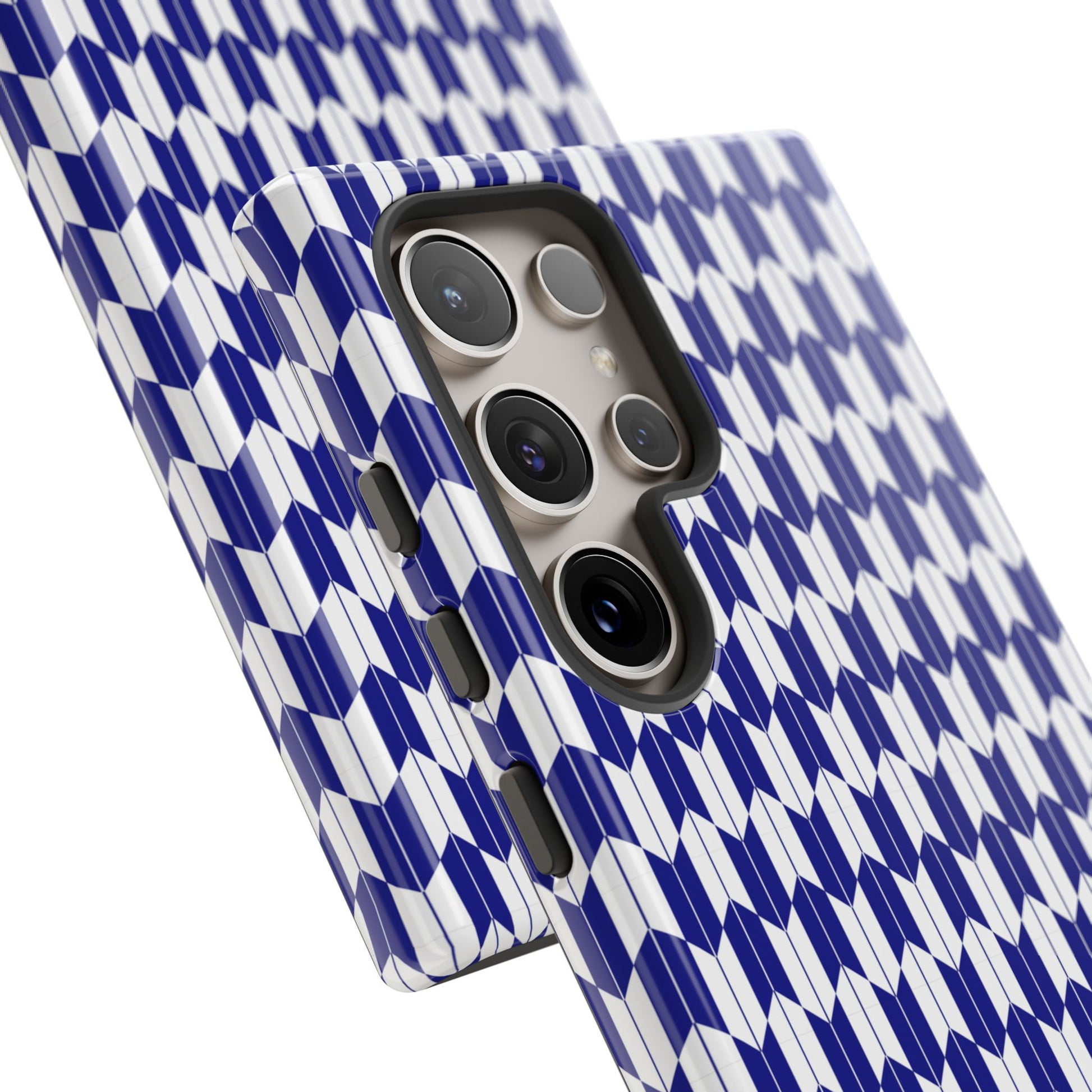 Navy Blue Geometric Phone Case for iPhone Samsung Pixel – Minimal Pattern Modern Aesthetic - JGUS