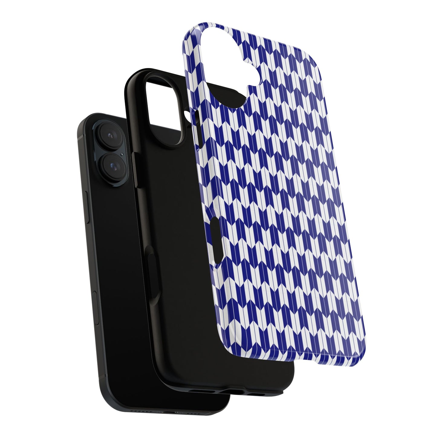 Navy Blue Geometric Phone Case for iPhone Samsung Pixel – Minimal Pattern Modern Aesthetic - JGUS