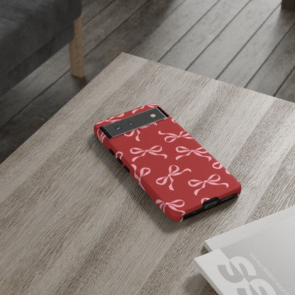 Pink Bows on Red Phone Case - JGUS