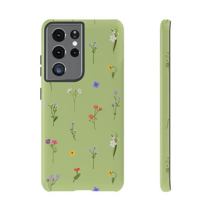 Pastel Green Wildflower Phone Case – Cute Floral Pattern for iPhone & Samsung