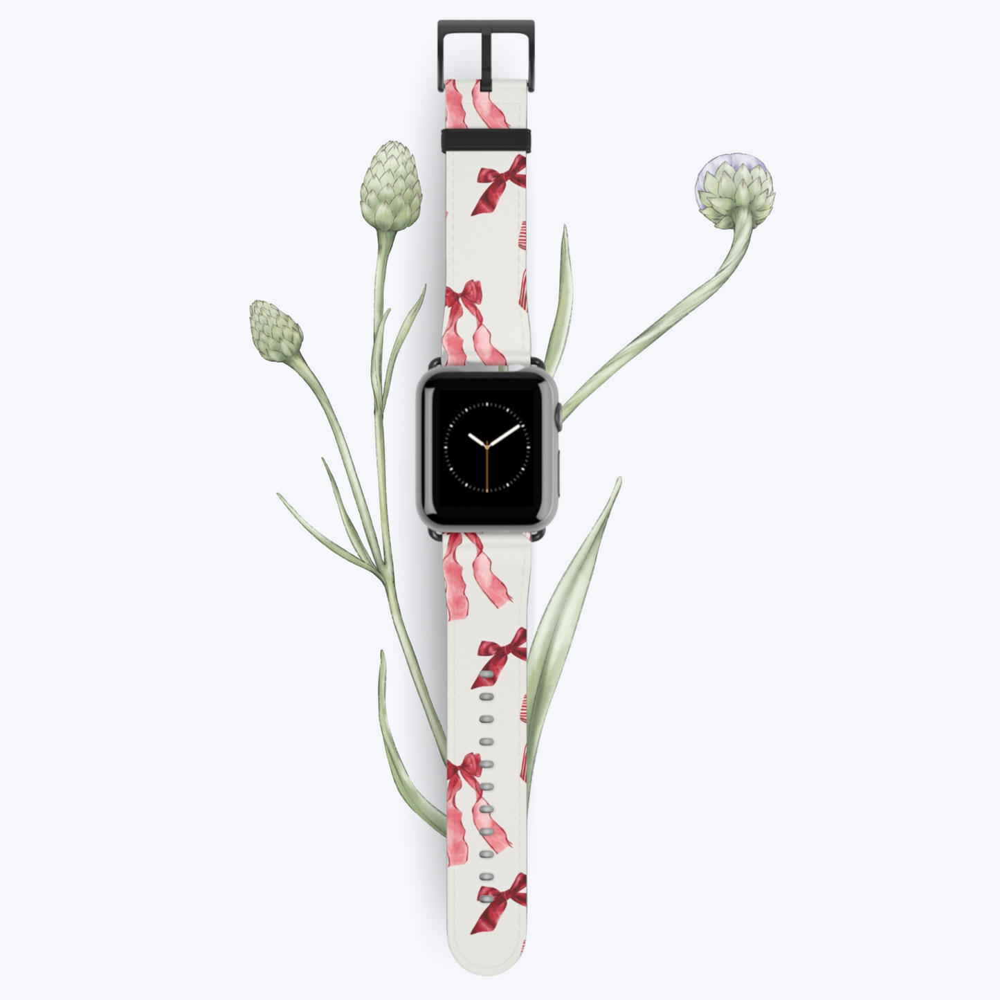 Burgundy Chic Bow Design Apple Watch Band - Vegan Leather, Eco-Friendly & Stylish