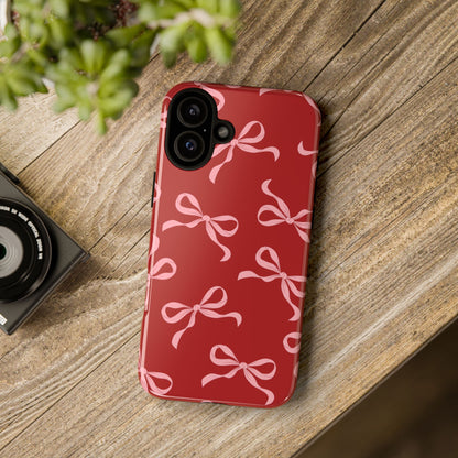 Pink Bows on Red Phone Case - JGUS