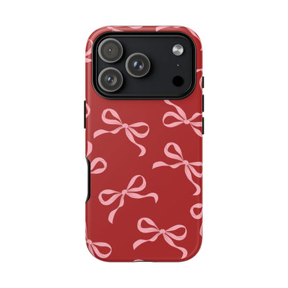 Pink Bows on Red Phone Case - JGUS