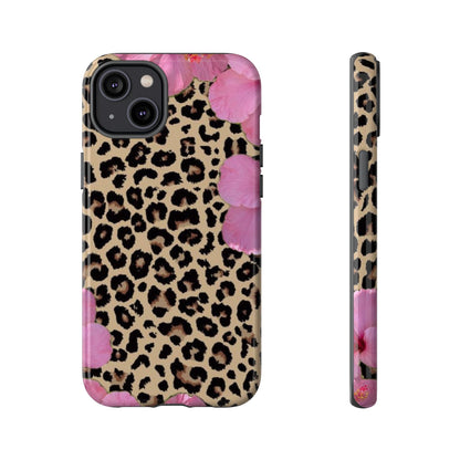 Leopard Bloom Pink Floral Phone Case – Trendy Animal Print Case for iPhone & Samsung