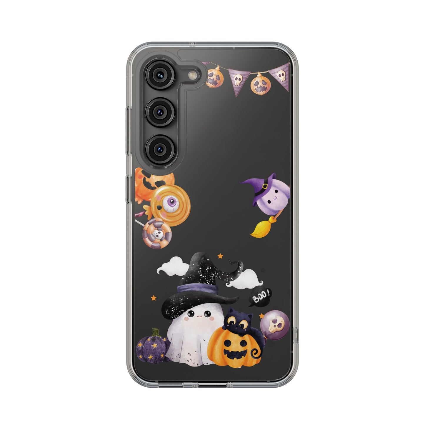 Halloween Clear Phone Case, Spooky Ghost iPhone 13 14 12 15 Pro Case, Trick or Treat Cover, Cute Halloween Gift