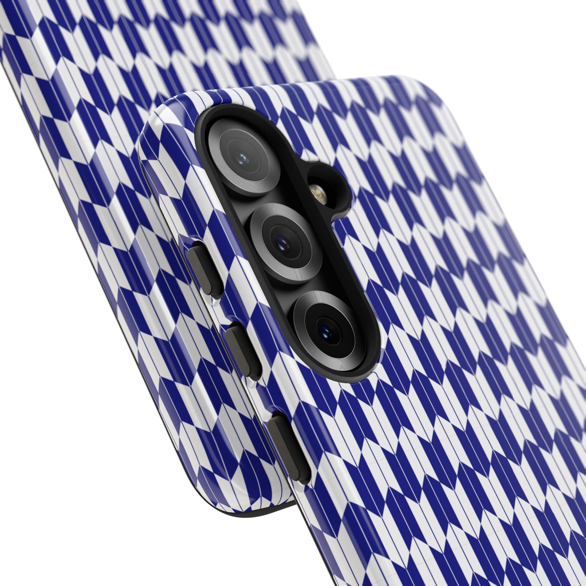 Navy Blue Geometric Phone Case for iPhone Samsung Pixel – Minimal Pattern Modern Aesthetic - JGUS