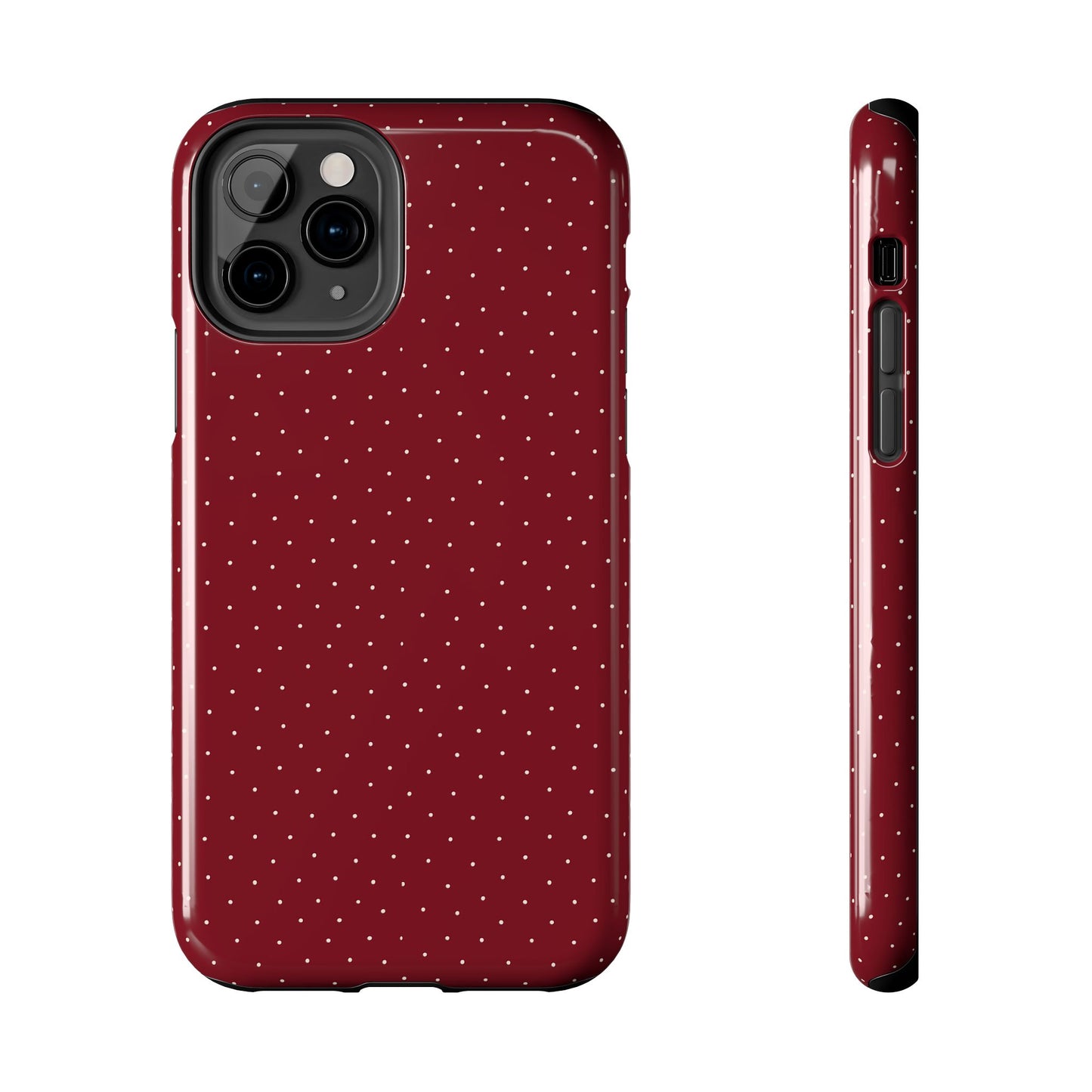 Burgundy  & White Dots Case