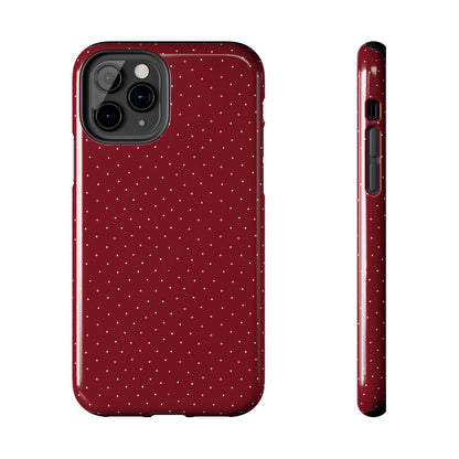 Burgundy  & White Dots Case