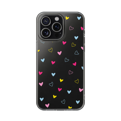 Transparent Heart Design Pattern Clear Phone Case