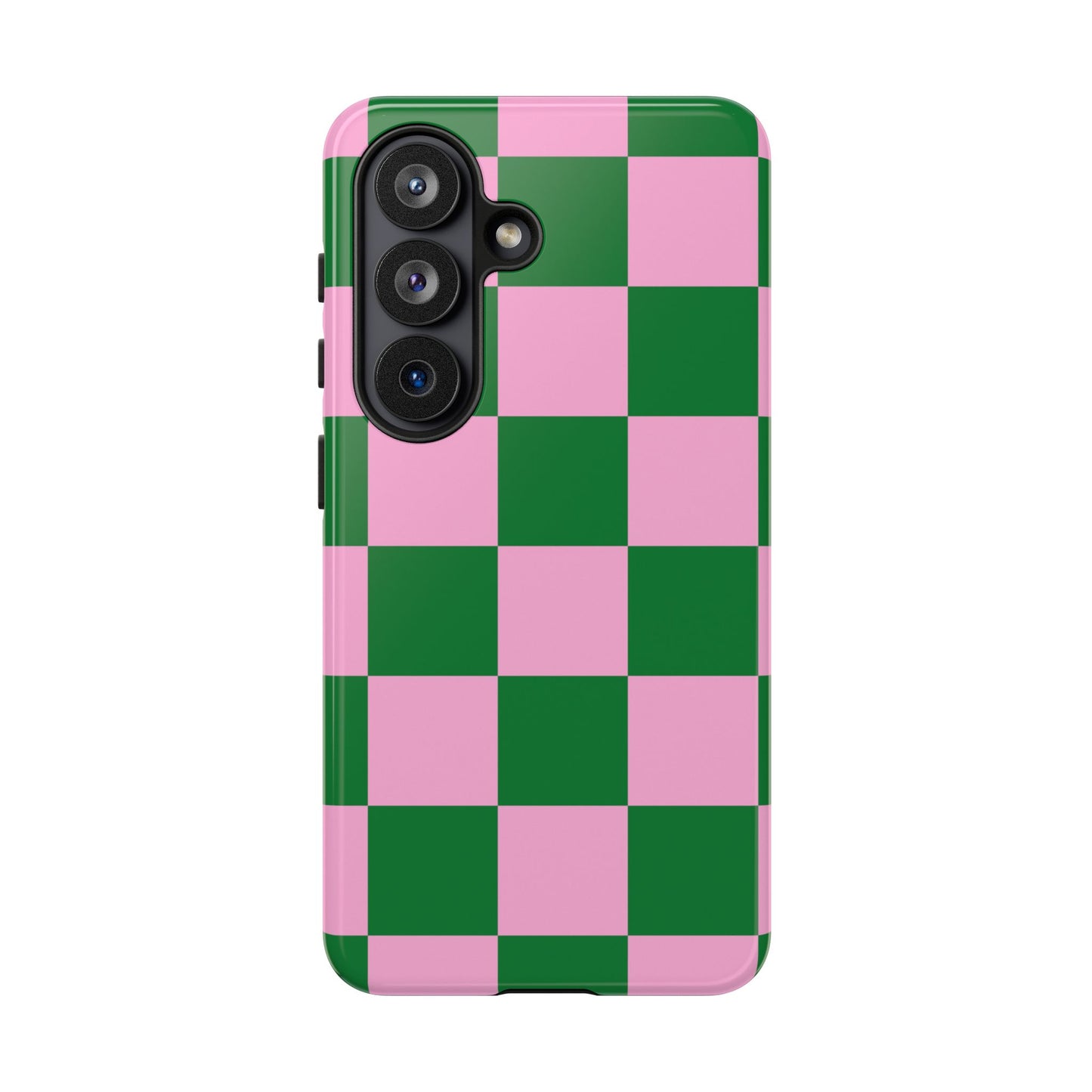 Pink Retro Checkered Phone Case – 90s Aesthetic, Vintage Grid Pattern for iPhone & Samsung - JGUS