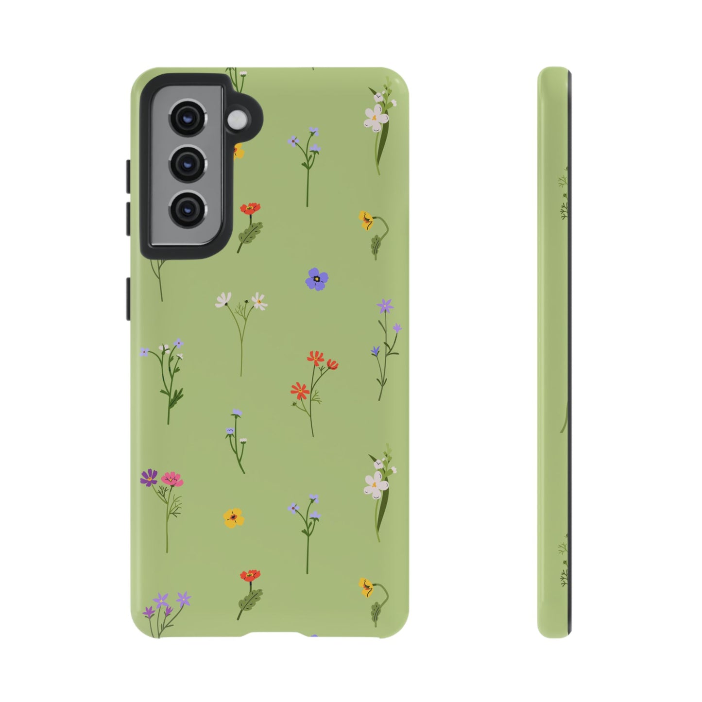 Pastel Green Wildflower Phone Case – Cute Floral Pattern for iPhone & Samsung