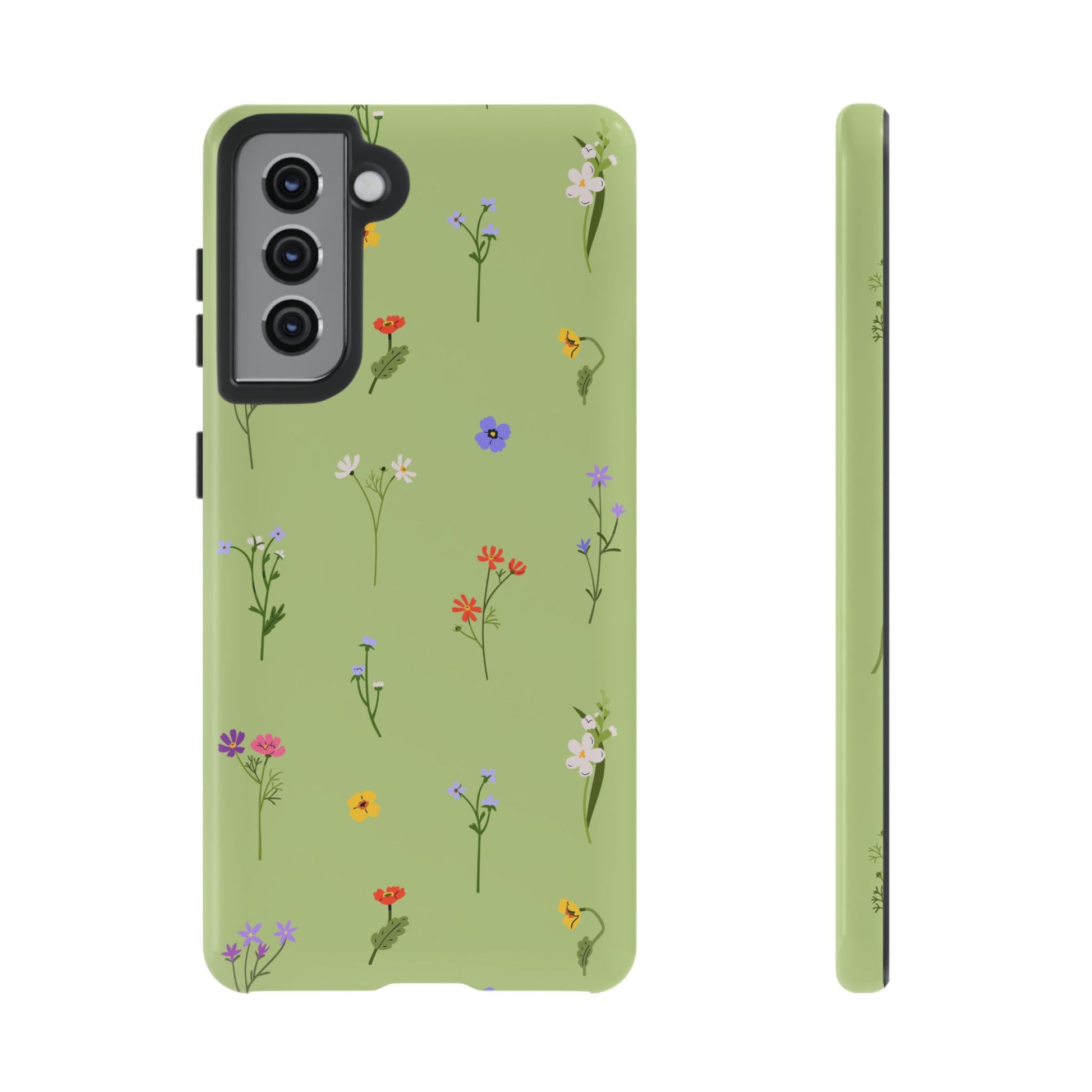 Pastel Green Wildflower Phone Case – Cute Floral Pattern for iPhone & Samsung - JGUS