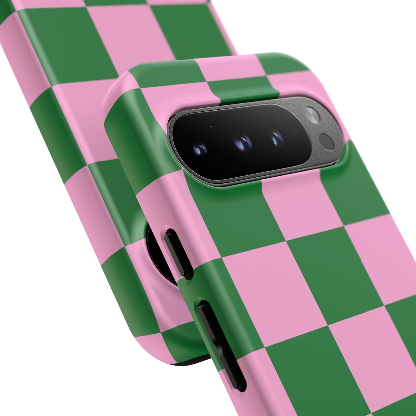 Pink Retro Checkered Phone Case – 90s Aesthetic, Vintage Grid Pattern for iPhone & Samsung - JGUS