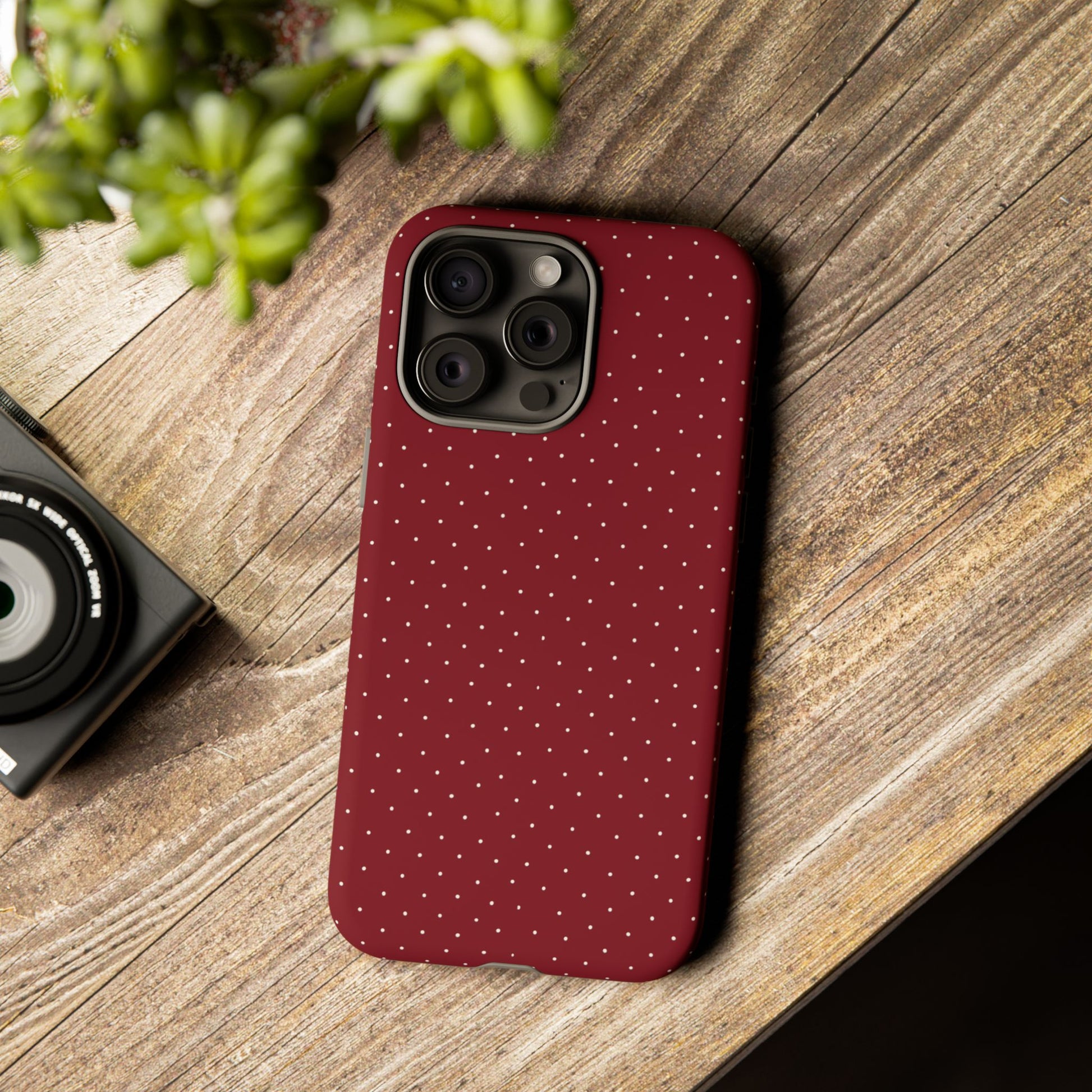 Burgundy  & White Dots Case - JGUS