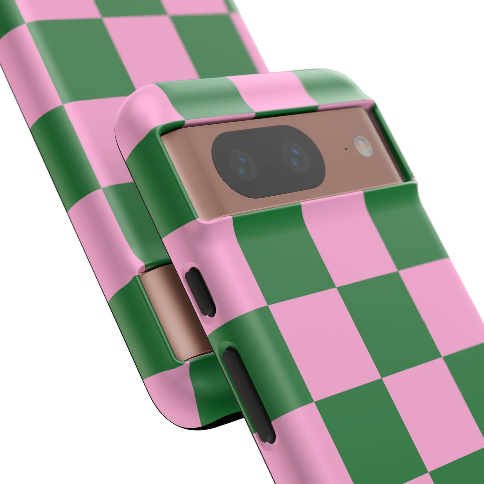 Pink Retro Checkered Phone Case – 90s Aesthetic, Vintage Grid Pattern for iPhone & Samsung - JGUS