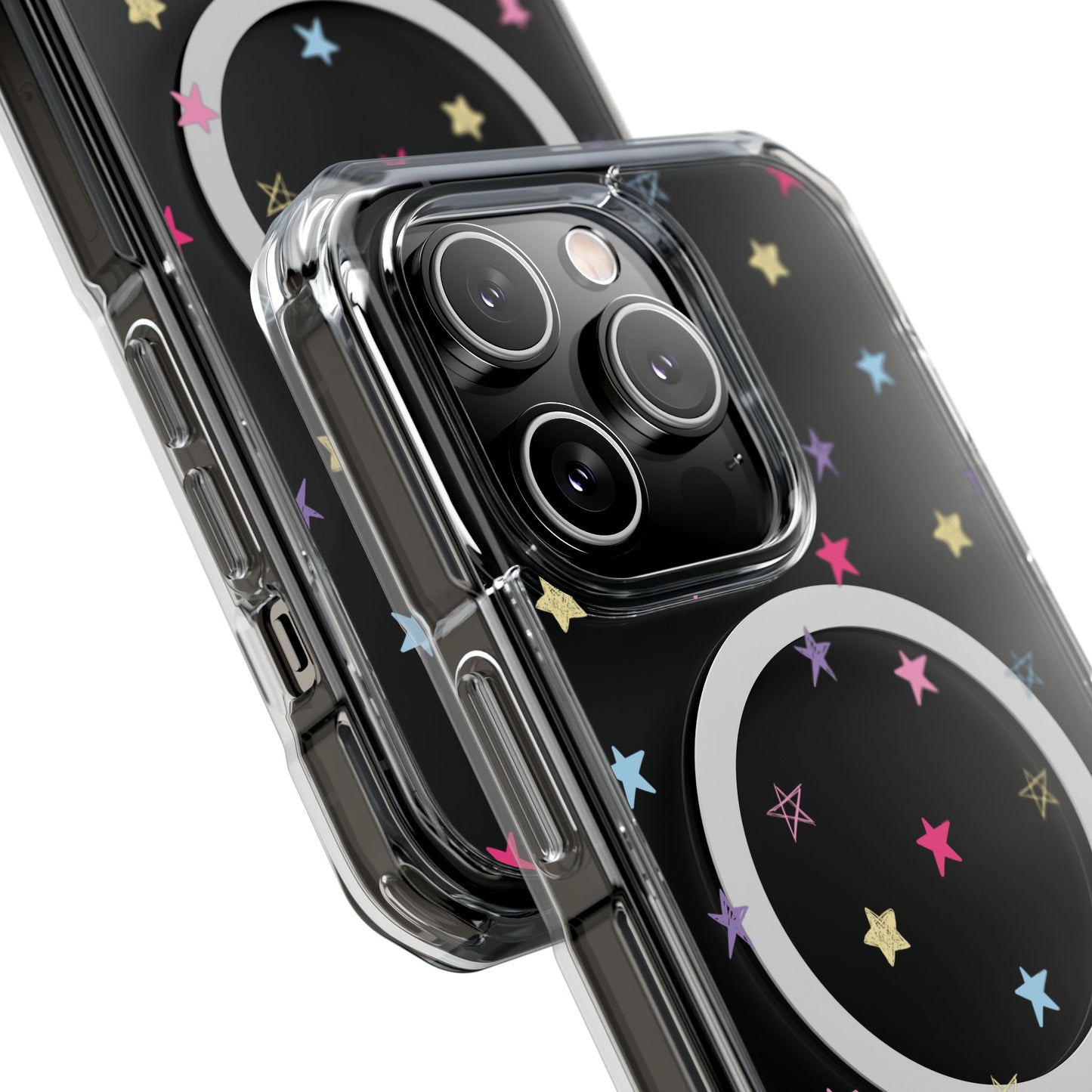 Star Pattern Clear Mag Safe Case, Magnetic Clear Impact Case