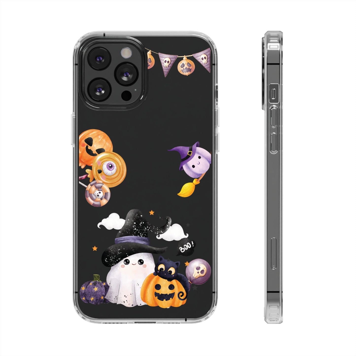 Halloween Clear Phone Case, Spooky Ghost iPhone 13 14 12 15 Pro Case, Trick or Treat Cover, Cute Halloween Gift