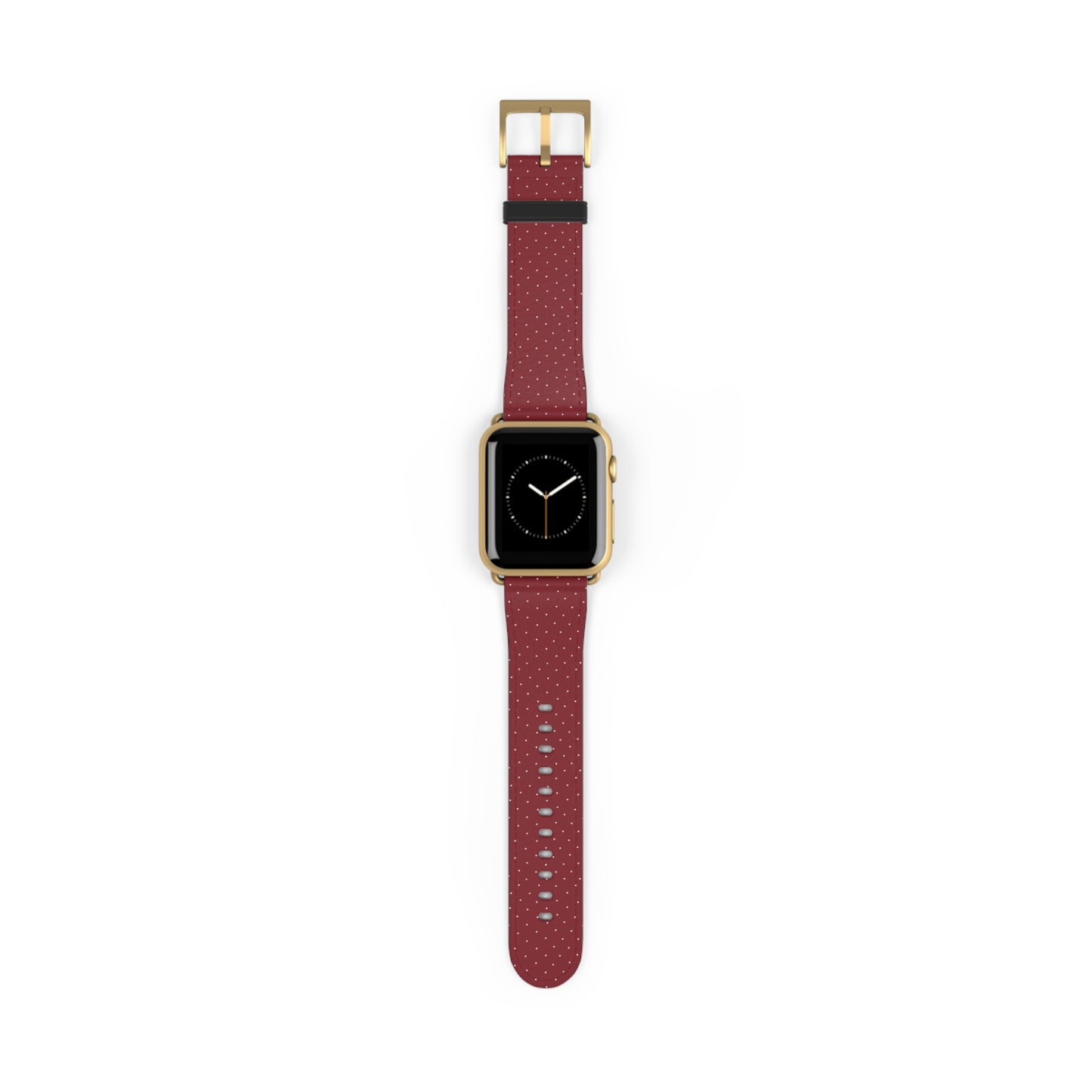 Burgundy & White Vegan Leather Apple Watch Band - Eco-Friendly & Festive Design