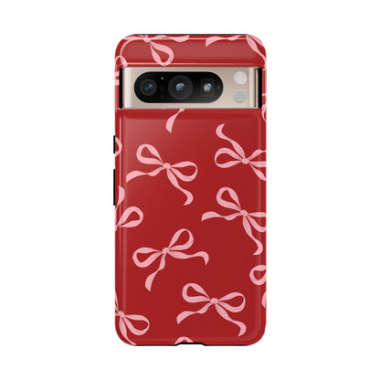 Pink Bows on Red Phone Case - JGUS