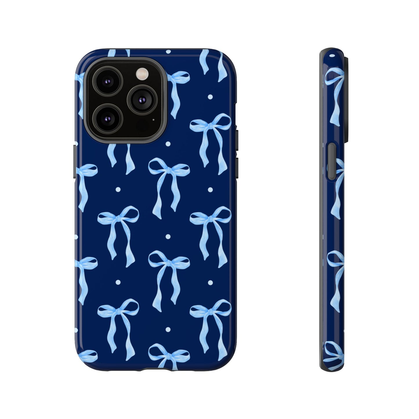 Bows & Blues Phone Case – Aesthetic Ribbon Print | Fits iPhone & Samsung - JGUS