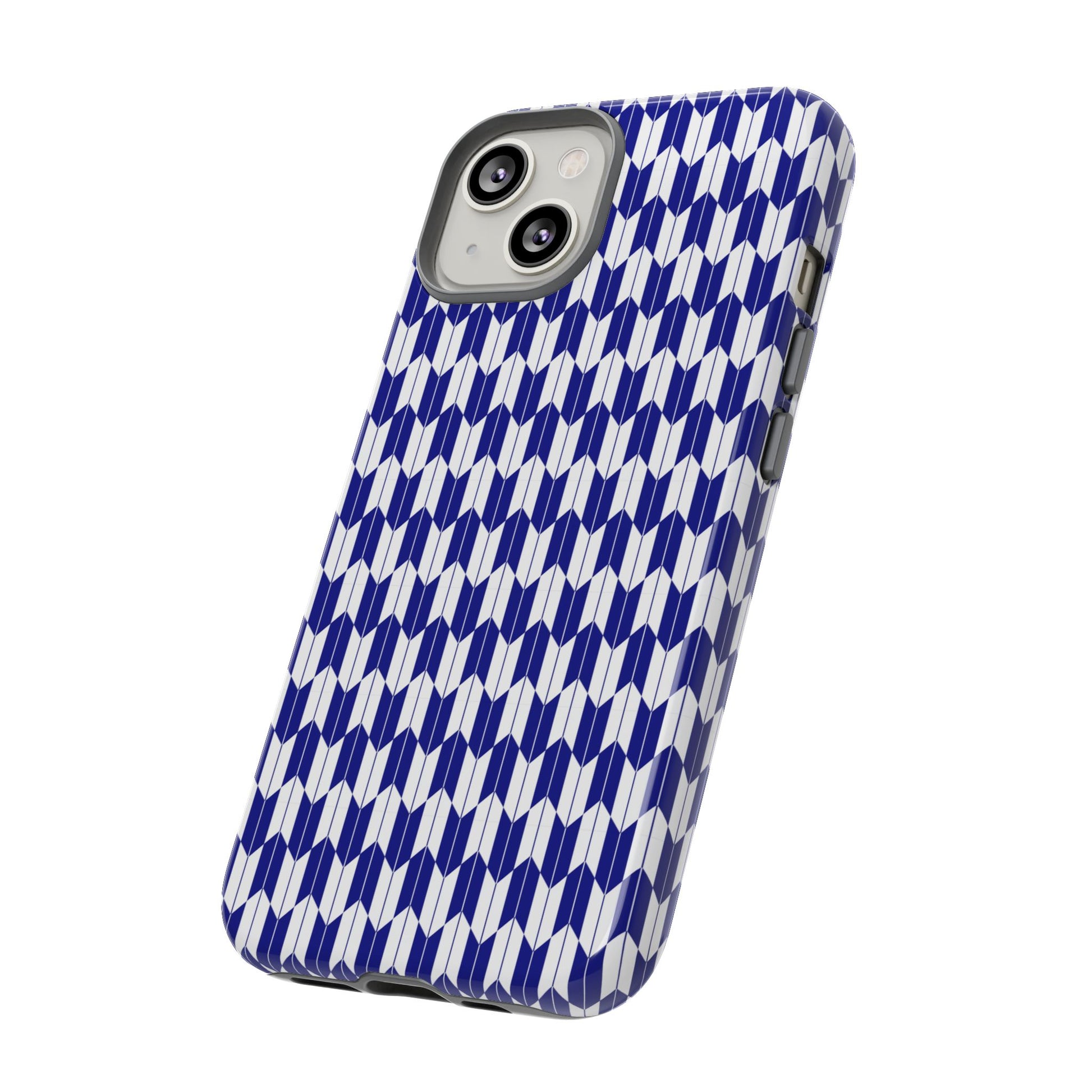 Navy Blue Geometric Phone Case for iPhone Samsung Pixel – Minimal Pattern Modern Aesthetic - JGUS