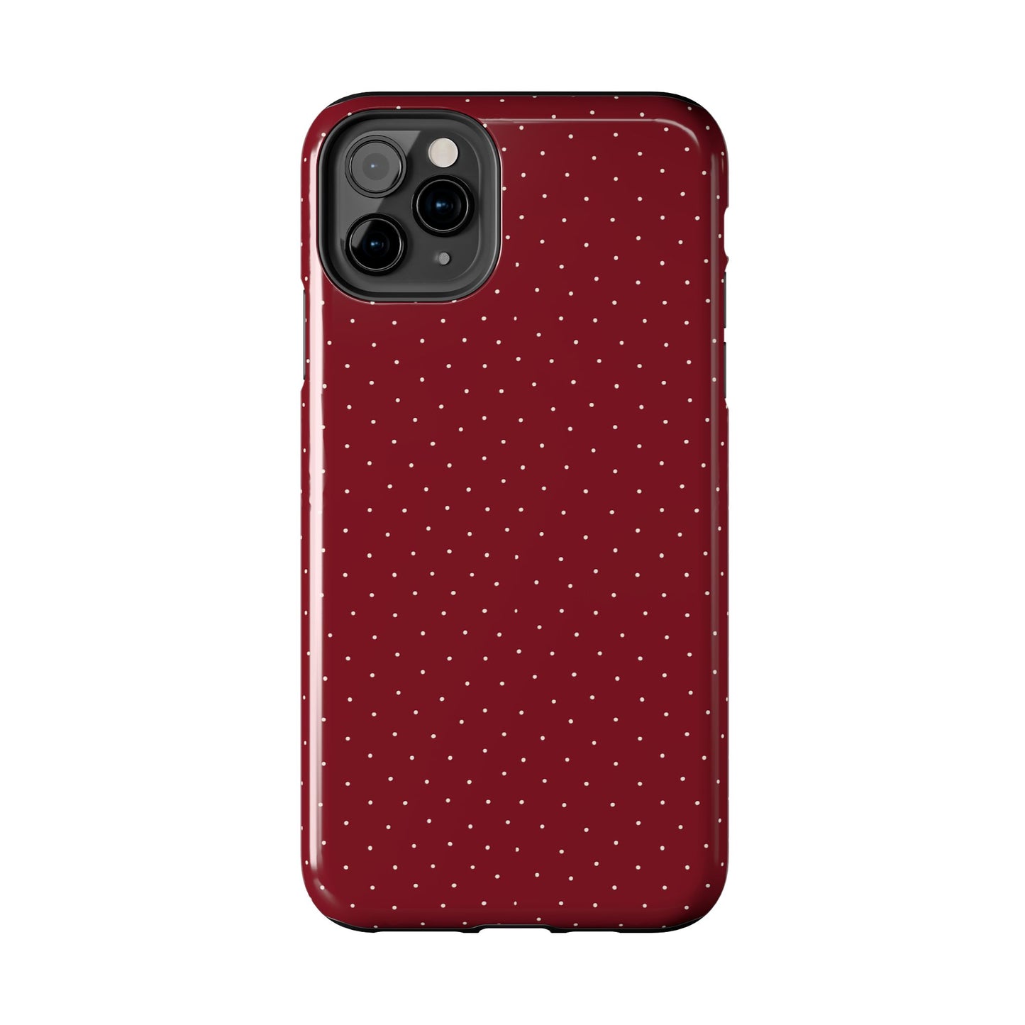 Burgundy  & White Dots Case