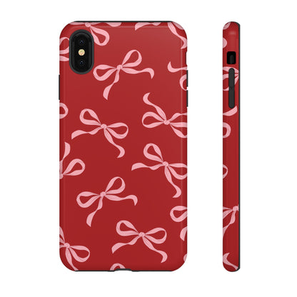 Pink Bows on Red Phone Case - JGUS