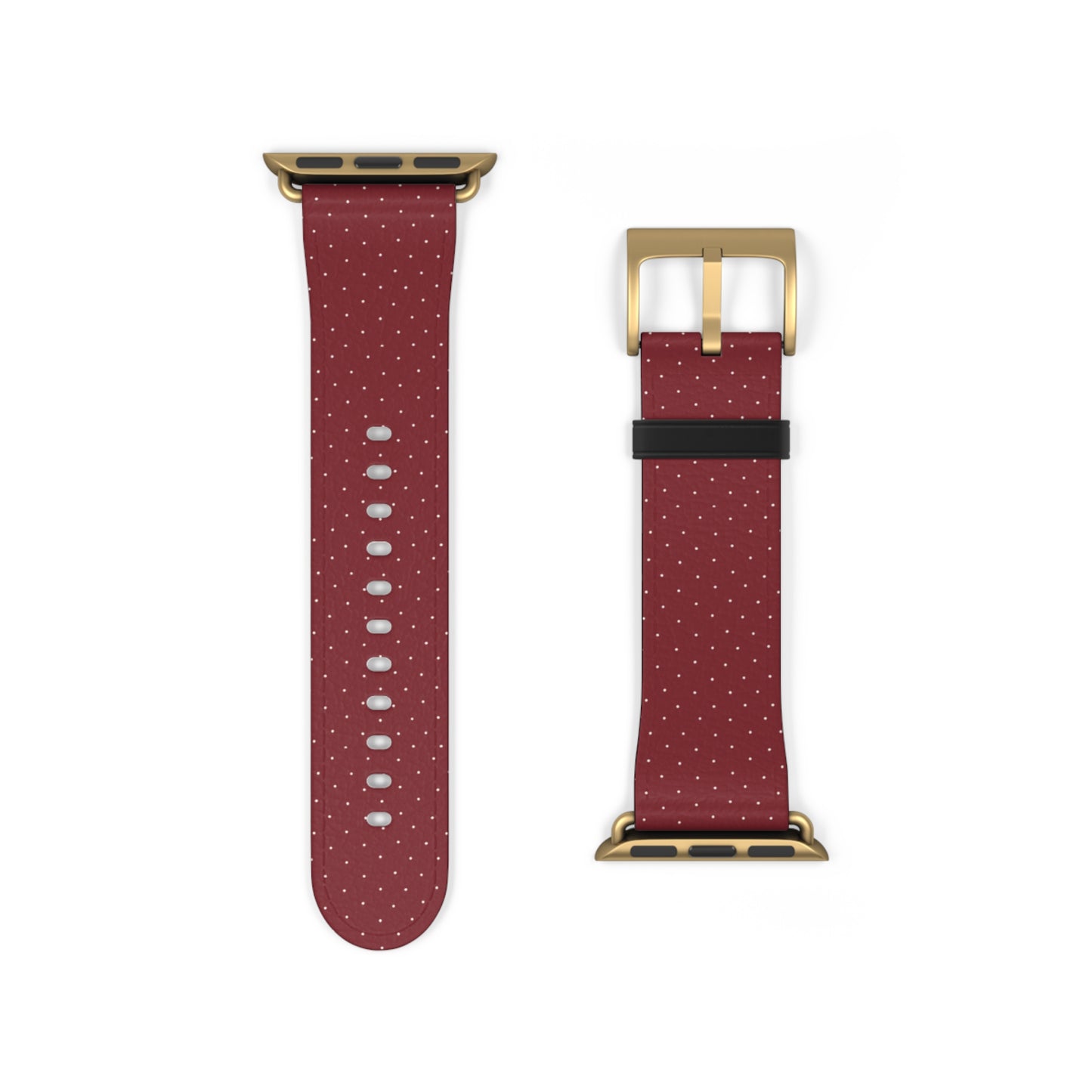 Burgundy & White Vegan Leather Apple Watch Band - Eco-Friendly & Festive Design