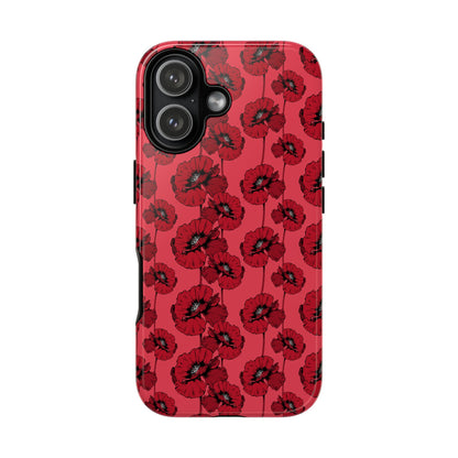 Red Poppy Phone Case for iPhone, Samsung & Google Pixel – Bold Floral Statement Aesthetic - JGUS