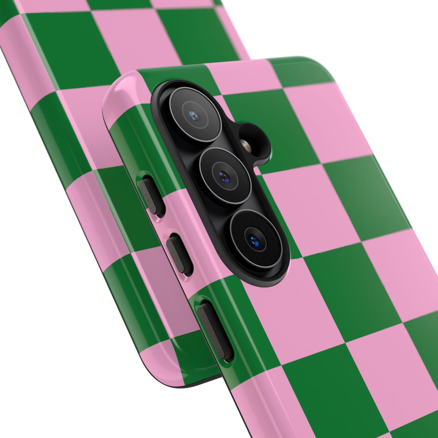 Pink Retro Checkered Phone Case – 90s Aesthetic, Vintage Grid Pattern for iPhone & Samsung - JGUS