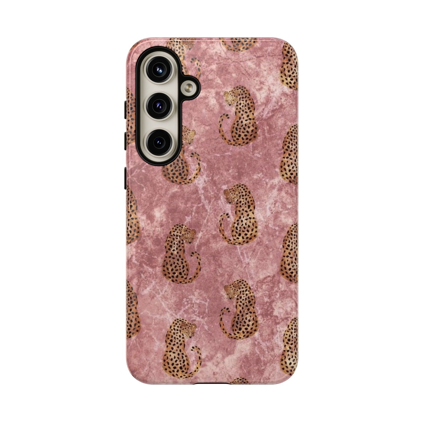 Pink Leopard Print Marble Phone Case – Cute Animal Design for iPhone & Samsung