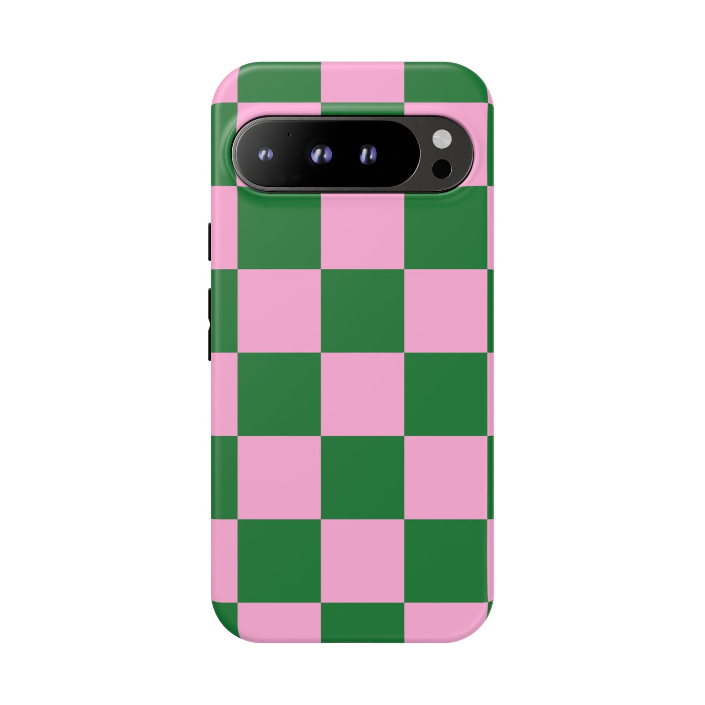 Pink Retro Checkered Phone Case – 90s Aesthetic, Vintage Grid Pattern for iPhone & Samsung - JGUS