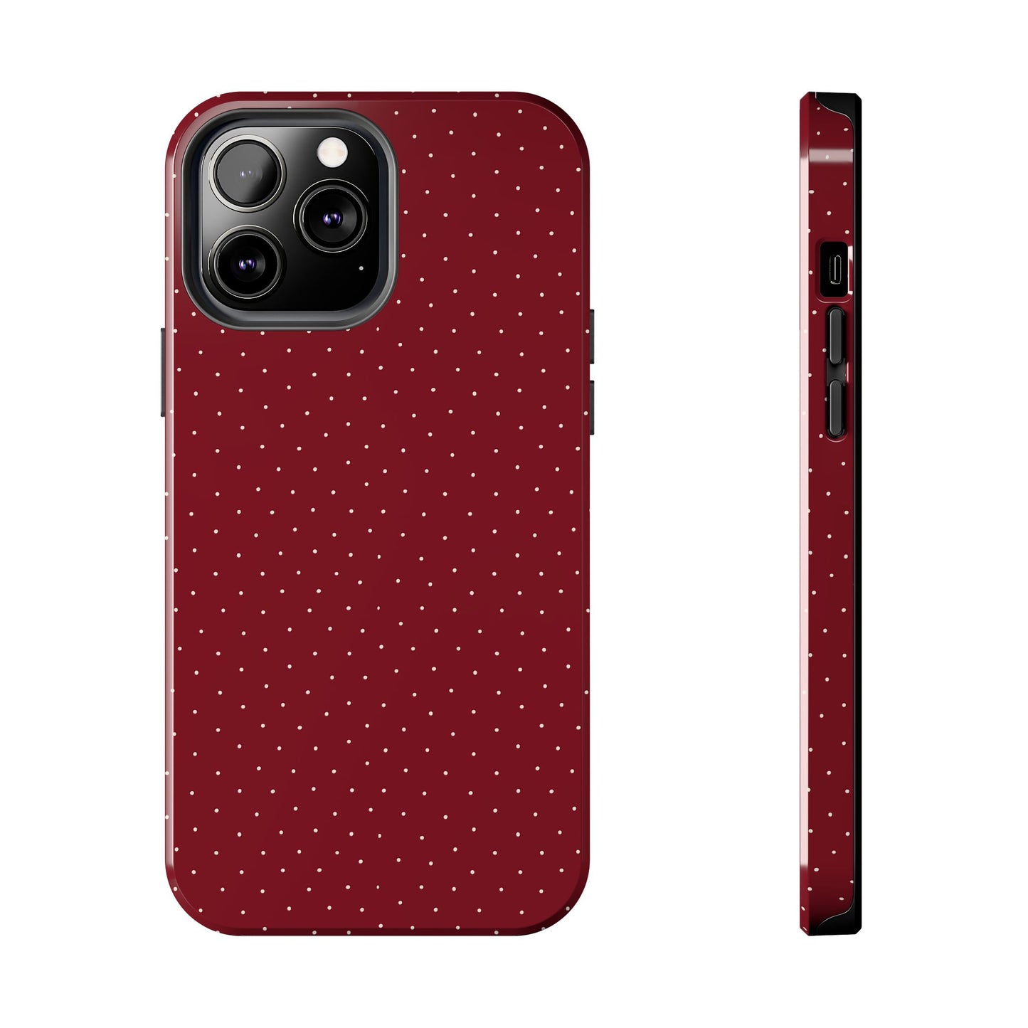 Burgundy  & White Dots Case