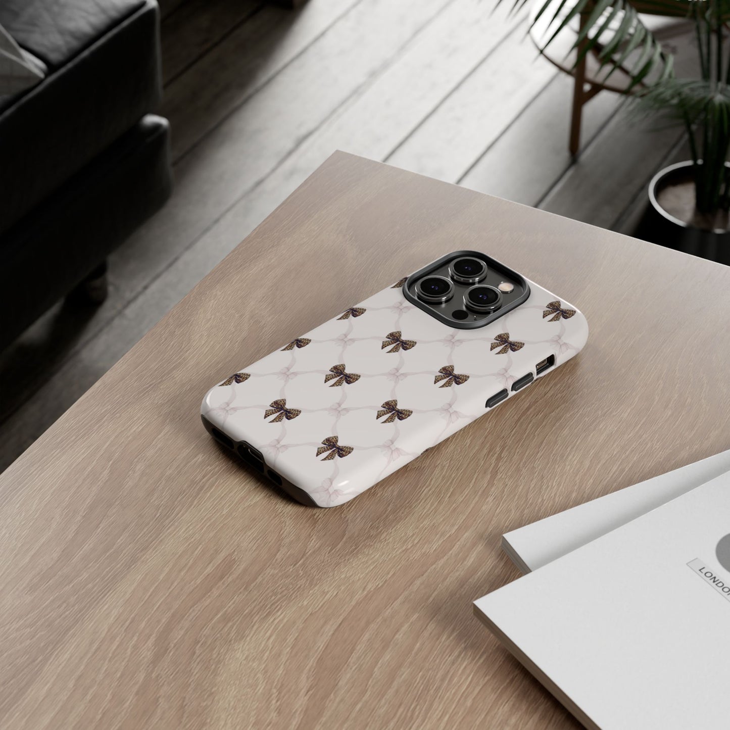 Chic Bow Pattern Phone Case | Elegant Clear Protective Case | Stylish iPhone & Samsung Cover - JGUS