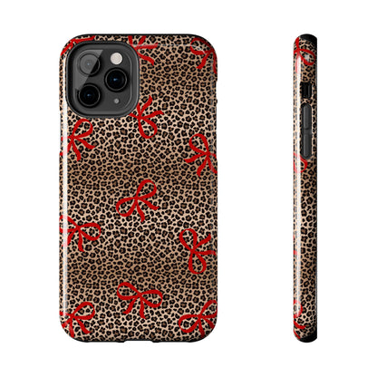 Bold Bow Leopard Print Phone Case – Aesthetic Protective Cover for iPhone & Samsung - Fashionable Animal Print Cover