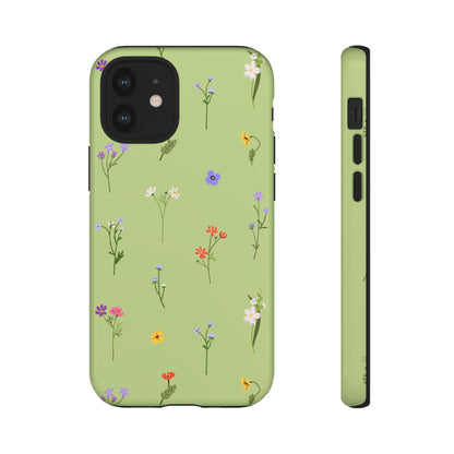 Pastel Green Wildflower Phone Case – Cute Floral Pattern for iPhone & Samsung