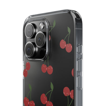 Random Cherry Pattern Clear Phone Case – Playful and Protective