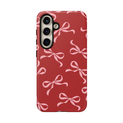 Pink Bows on Red Phone Case - JGUS