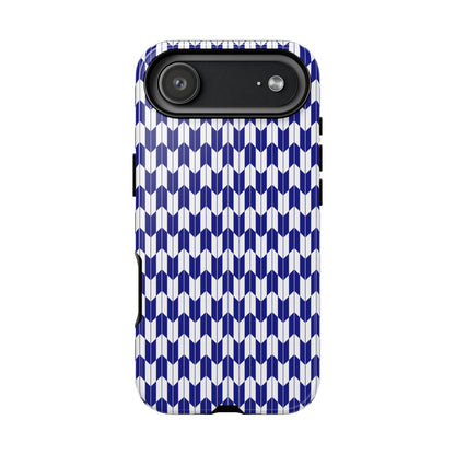 Navy Blue Geometric Phone Case for iPhone Samsung Pixel – Minimal Pattern Modern Aesthetic - JGUS