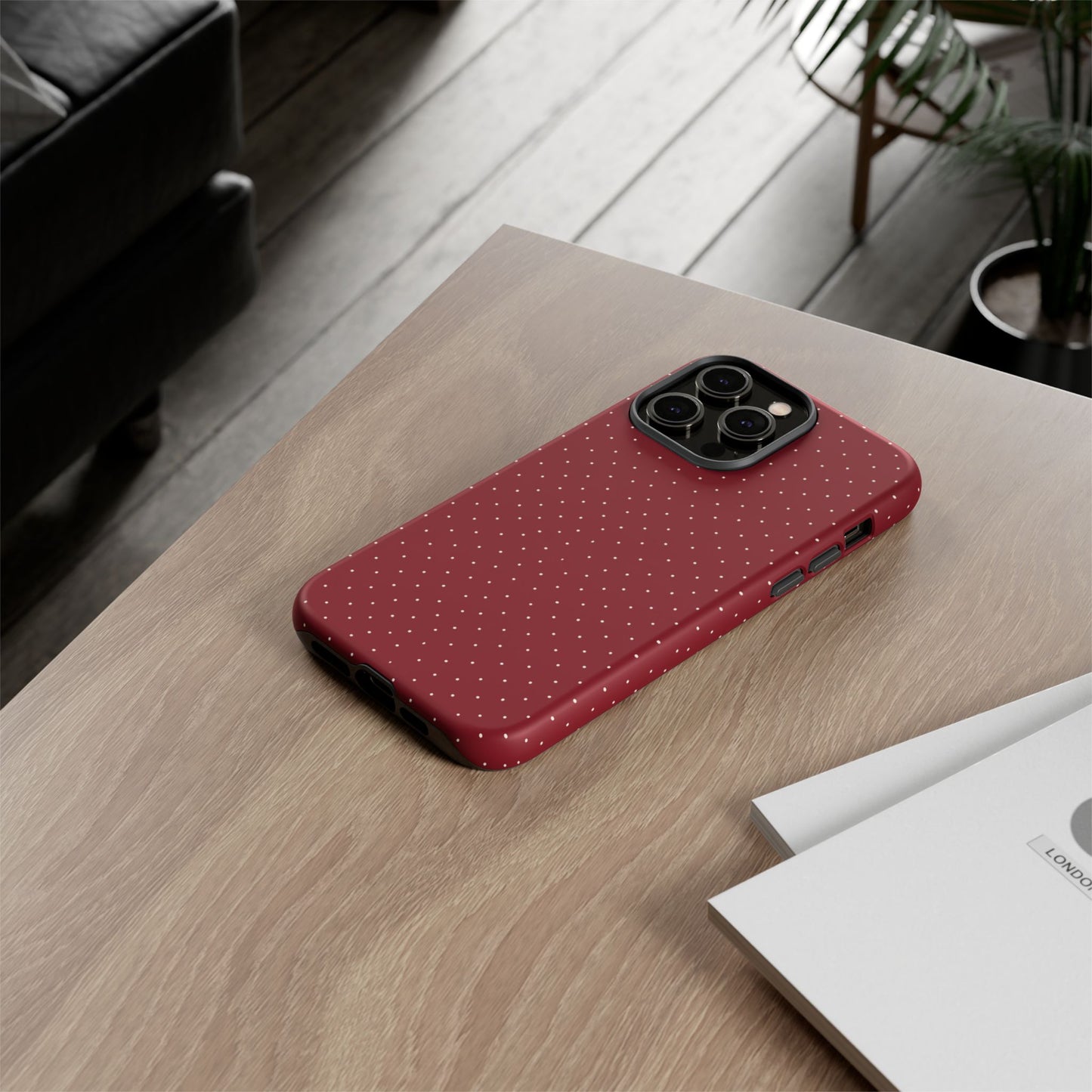 Burgundy  & White Dots Case - JGUS