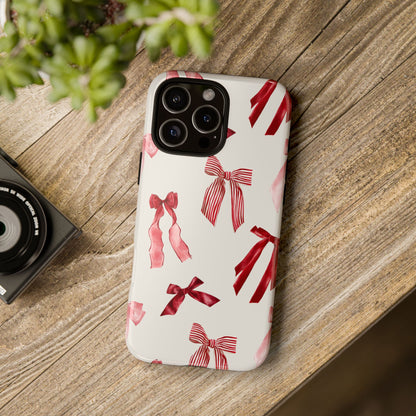 Burgundy Chic Bow Design Phone Case - JGUS