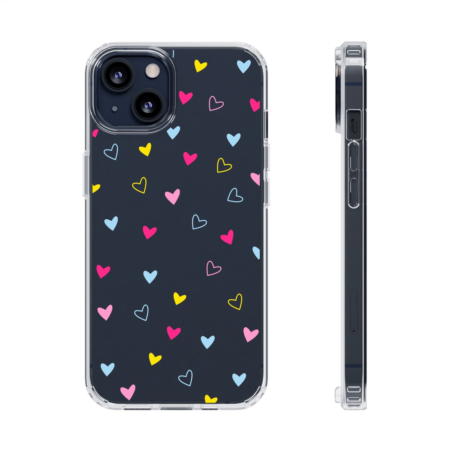 Transparent Heart Design Pattern Clear Phone Case