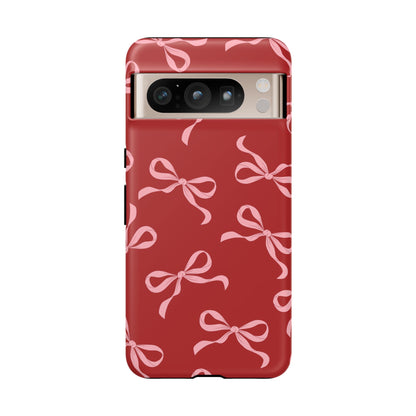 Pink Bows on Red Phone Case - JGUS