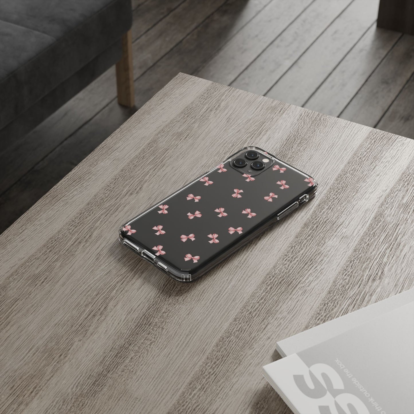 Pink Bow Dreams Clear Phone Case