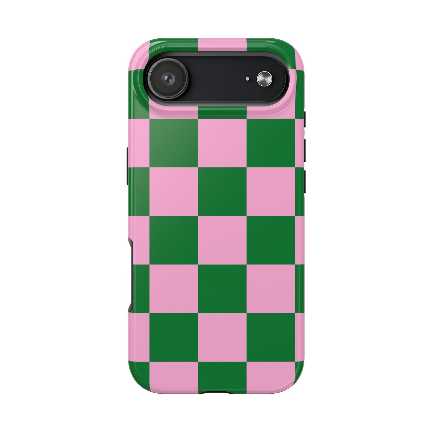 Pink Retro Checkered Phone Case – 90s Aesthetic, Vintage Grid Pattern for iPhone & Samsung