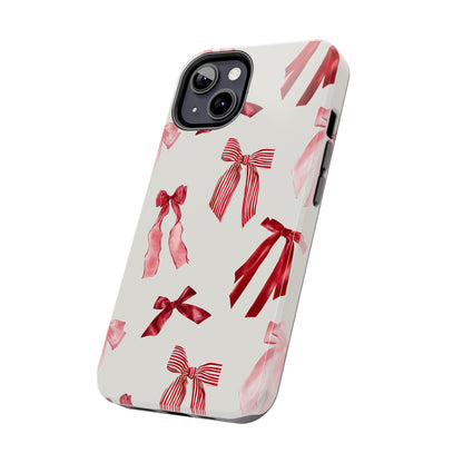 Burgundy Chic Bow Design Phone Case – Customizable, Dual-Layer Protection for iPhone & Samsung