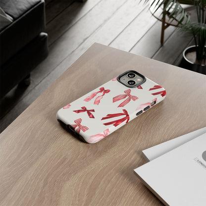 Burgundy Chic Bow Design Phone Case - JGUS