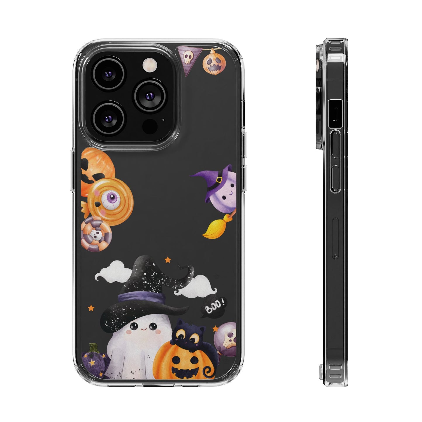 Halloween Clear Phone Case, Spooky Ghost iPhone 13 14 12 15 Pro Case, Trick or Treat Cover, Cute Halloween Gift