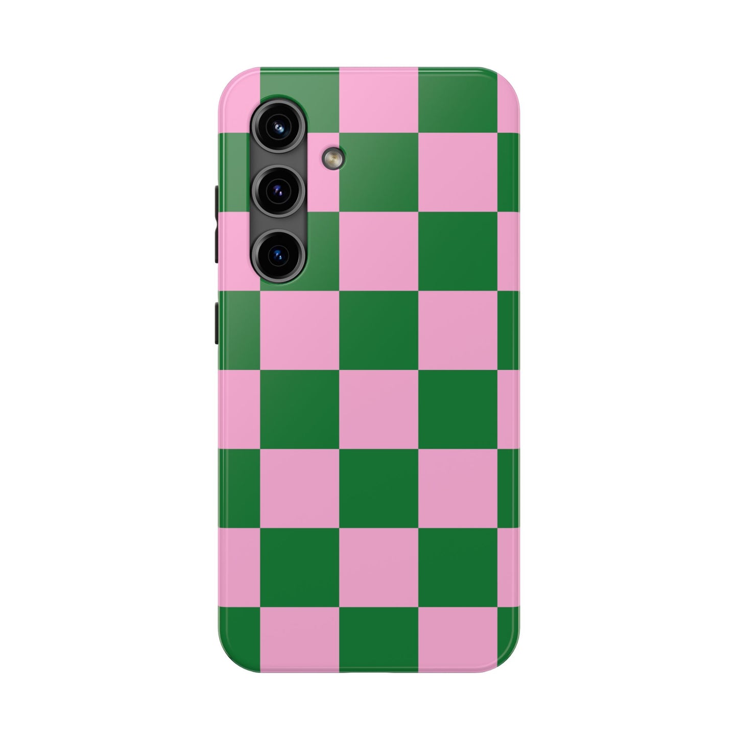Pink Retro Checkered Phone Case – 90s Aesthetic, Vintage Grid Pattern for iPhone & Samsung